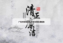 广东对东莞比分,广东东莞队赛程表